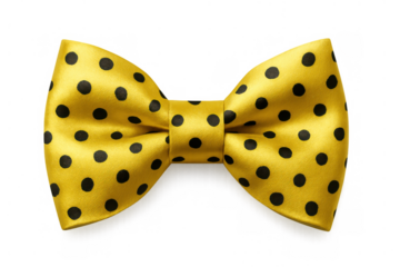 Yellow polka dot bow tie accessory, perfect for formal wear, party, celebration, costume, or cheerful style, transparent background