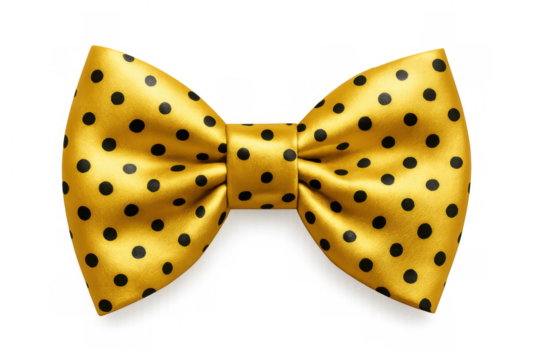 Yellow bow tie with black polka dots, a formal fashion accessory for celebrations and stylish events - Powered by Adobe