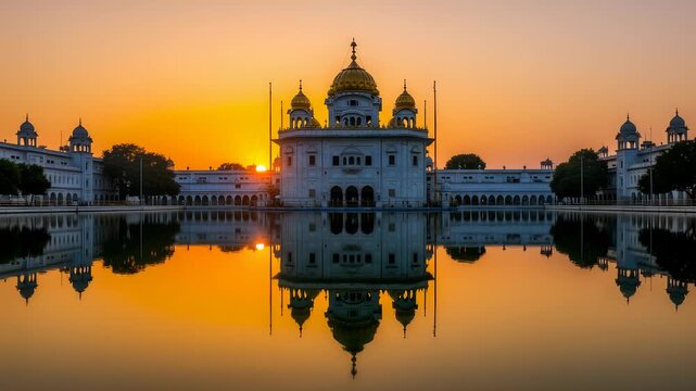 Golden Temple Amritsar Reflections on Sacred Pool at Sunrise, India spiritual destination