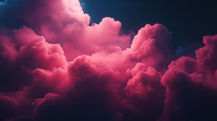 Neon clouds drift through a dark void with glowing edges and vibrant colors, creating a surreal, futuristic atmosphere that evokes mystery, energy, and otherworldly digital landscapes