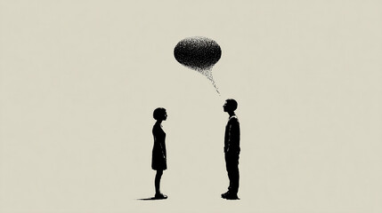 A human and an AI silhouette share a single glowing thought bubble, symbolizing collaboration, merged creativity, and the convergence of human intuition with machine intelligence.
