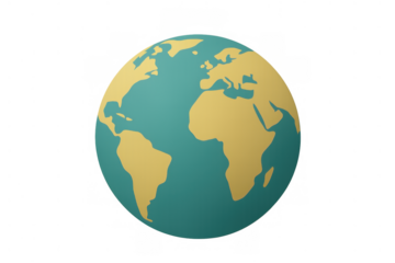 Stylized rendering of the earth, a fundamental element for international communication, education, or environmental themes