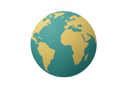 Stylized rendering of the earth, a fundamental element for international communication, education, or environmental themes
