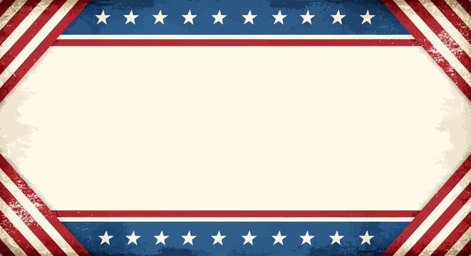 Distressed American Flag Border Background - Grunge Patriotic Vector Banner