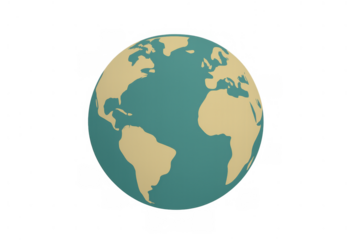 Planet earth globe showing north and south america, europe, and africa with transparent background, representing global connectivity and world unity
