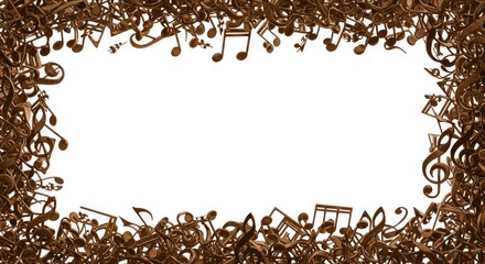 Golden musical note frame with empty white space perfect for announcements and promotions related