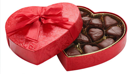 Heart-Shaped Red Gift Box Filled with Assorted Chocolate Candies for Valentine's Day
