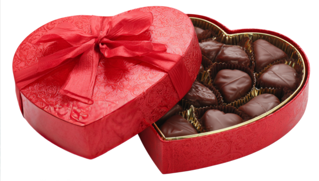 Heart-Shaped Red Gift Box Filled with Assorted Chocolate Candies for Valentine's Day