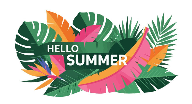 Hello Summer Tropical Leaves and Vibrant Colors