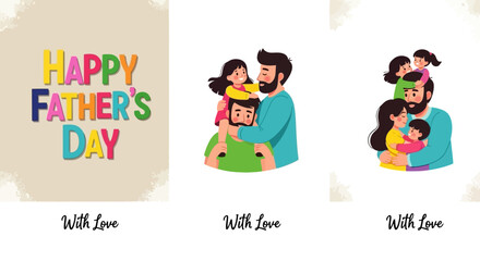A Father's Day Celebration Expressing Love and Appreciation with Family Illustrations
