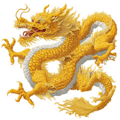 Fototapeta premium Detailed Golden Chinese Dragon Illustration with Scales and Long Body
