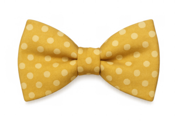 Yellow polka dot bow tie, fashion accessory for formal wear, elegant clothing item on transparent background
