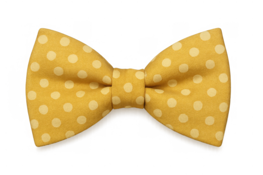 Yellow polka dot bow tie, fashion accessory for formal wear, elegant clothing item on transparent background - Powered by Adobe