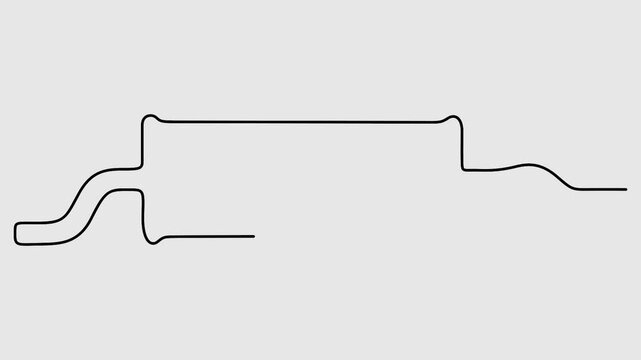 Silencer pipe continuous one line drawing animation. Full length single line art 4k video