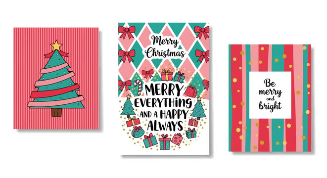 Festive Holiday Spirit Set of Whimsical Christmas Card Designs for Spreading Cheer