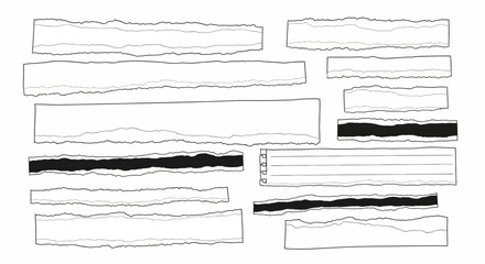 Torn Paper Borders and Edges Texture Elements for Creative Design