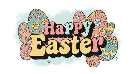 Happy Easter Colorful Eggs Celebration Vector Graphic