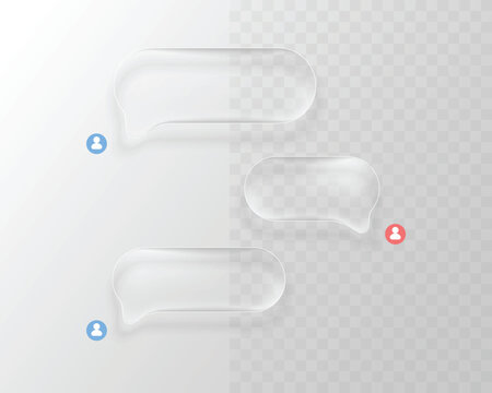 Glassmorphism Chat Bubbles, Glass Style Speech UI Elements