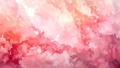 Fototapeta premium Abstract watercolor painting with pink and red hues, soft and dreamy texture.