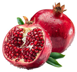 fresh pomegranate fruit isolated on white background.