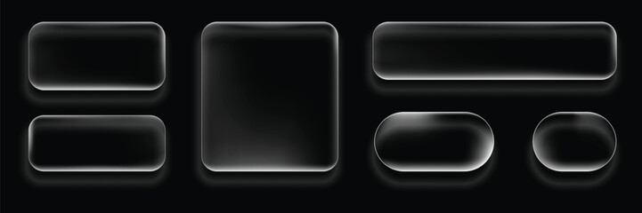 Glassmorphism UI Elements Set, Collection of Translucent Buttons and Panels
