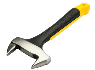 Modern shingling hatchet isolated on transparent background, featuring a black and yellow handle, and a metal head, showcasing its contemporary design for efficient roofing work