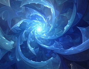 A radiant, swirling abstract design in shades of blue