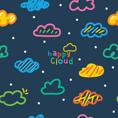 cartoon clouds  seamless pattern vector set.eps