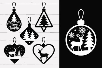 Elegant Christmas ornaments silhouette featuring classic festive shapes