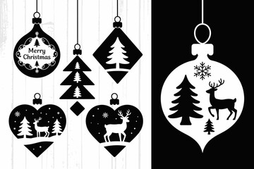 Elegant Christmas ornaments silhouette featuring classic festive shapes