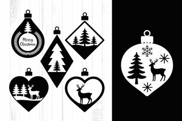 Elegant Christmas ornaments silhouette featuring classic festive shapes