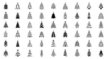 Icon set Christmas tree design elements, illustrator and vector 