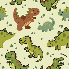 dinosaurs cartoon seamless pattern vector 