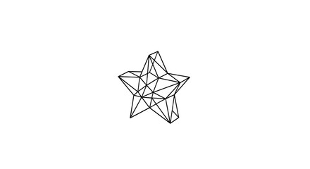 A geometric wireframe star shape with interconnected lines on a white background.