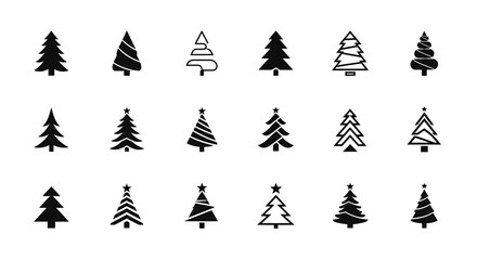 Icon set Christmas tree design elements, illustrator and vector