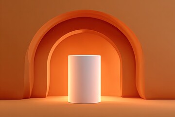 Illuminated Orange Cylinder Display Platform