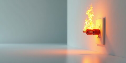Electrical Outlet Fire Hazard A Cautionary Image Depicting a Burning Plug in a Wall Socket