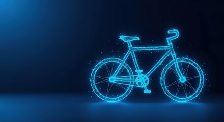 Fototapeta premium Futuristic blue digital bicycle glowing in dark