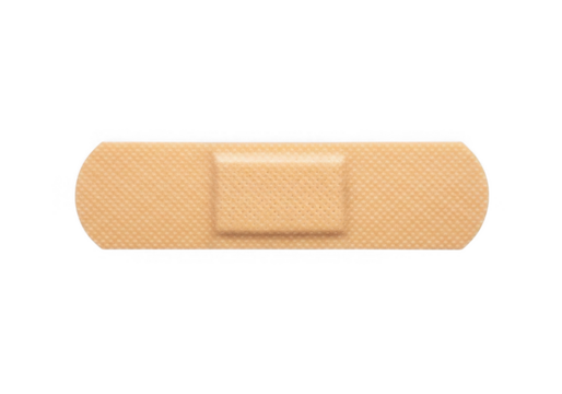 A single beige adhesive bandage isolated on transparent background