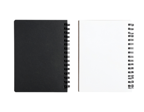 Blank white and black notebook mockup Isolated on transparent or white, Cut out