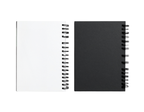 Blank white and black notebook mockup Isolated on transparent or white, Cut out