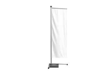 Blank white vertical flag banner stand for advertising mockup Isolated on transparent or white, Cut out
