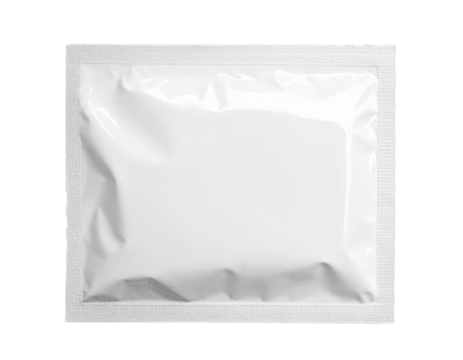 Blank white square sachet pouch for mockup Isolated on transparent or white, Cut out - Powered by Adobe
