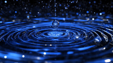 A suspended pendulum swings through a cosmic void, each movement generating luminous ripples that expand across space, symbolizing time, cause, and transformation.
