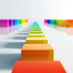 Colorful Rainbow Geometric Cubes Perspective Design