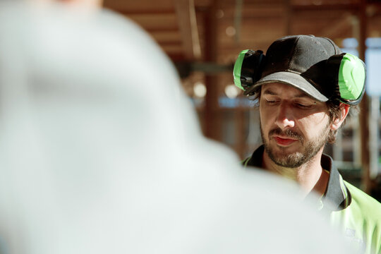Tradie working on construction site
