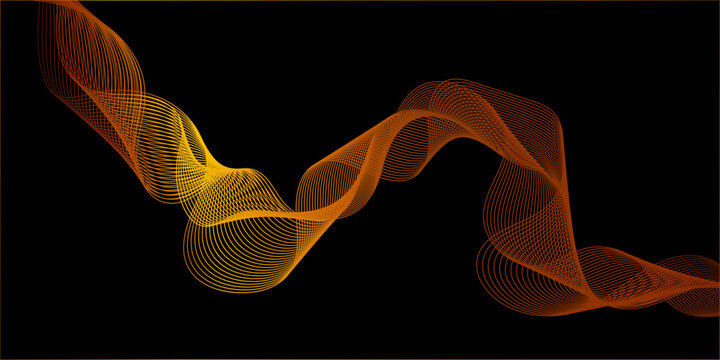 Abstract golden wavy lines, confetti celebration glow luxury overlay shimmer the black background, neon glowing light motion effect, futuristic cyber tech backdrop.