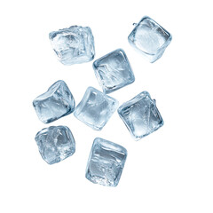 Obraz premium A collection of ice cubes isolated on transparent background, perfect for conveying coolness, refreshment, and purity in beverage or summerthemed designs and advertisements