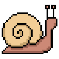 Pixel Snail Vector Ideal for gaming, nature, speed, vintage, or digital art themes requiring a nostalgic 8-bit aesthetic