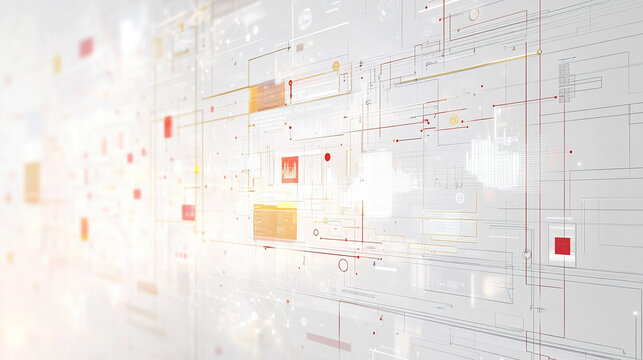 Sleek research database interface in white, gold, red, and silver tones with modern design representing innovation, data integrity, futuristic technology, groundbreaking analysis, and advanced digital